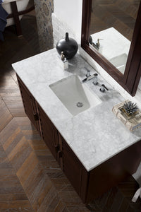 Bathroom Vanities Outlet Atlanta Renovate for LessPortland 48" Single Vanity, Burnished Mahogany w/ 3 CM Carrara Marble Top