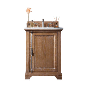 Providence 26" Single Vanity Cabinet, Driftwood, w/ 3 CM Eternal Jasmine Pearl Quartz Top