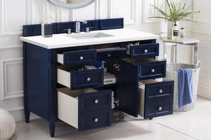 Brittany 48" Victory Blue Single Vanity w/ 3 CM Classic White Quartz Top James Martin