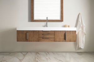 Mercer Island 72" Single Vanity, Latte Oak w/ Glossy White Composite Top