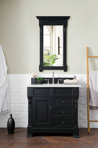 Brookfield 36" Single Vanity, Antique Black w/ 3 CM Arctic Fall Solid Surface Top