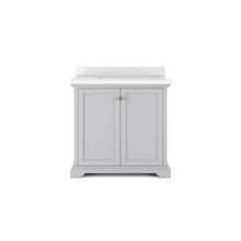 Load image into Gallery viewer, 36&quot; Portage Peak Vanity in Gray with White Quartz Top