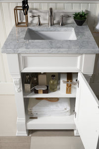 Bathroom Vanities Outlet Atlanta Renovate for LessBrookfield 26" Single Vanity, Bright White w/ 3 CM Carrara Marble Top