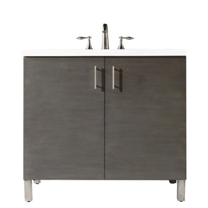 Metropolitan 36" Single Vanity, Silver Oak, w/ 3 CM White Zeus Quartz Top