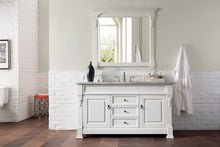 Load image into Gallery viewer, Brookfield 60&quot; Single Vanity, Bright White w/ 3 CM Carrara Marble Top