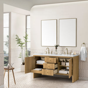 Bathroom Vanities Outlet Atlanta Renovate for LessHudson 60" Double Vanity, Light Natural Oak w/ 3CM White Zeus Top