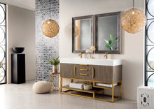 Load image into Gallery viewer, Columbia 59&quot; Double Vanity, Ash Gray, Radiant Gold w/ Glossy White Composite Top