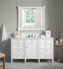 Load image into Gallery viewer, Brittany 60&quot; Bright White Single Vanity w/ 3 CM Carrara Marble Top