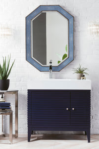 Linear 36" Single Vanity, Victory Blue w/ Glossy White Composite Top