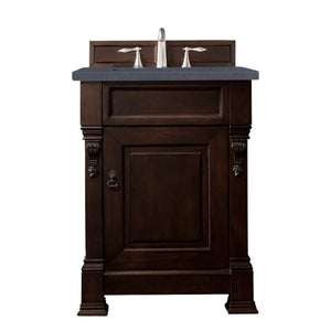 Brookfield 26" Single Vanity, Burnished Mahogany w/ 3 CM Charcoal Soapstone Quartz Top