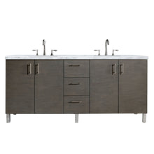 Load image into Gallery viewer, Metropolitan 72&quot; Silver Oak Double Vanity w/ 3 CM Carrara Marble Top