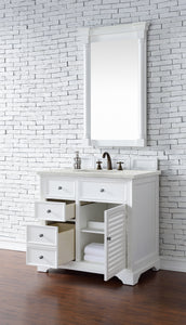 Bathroom Vanities Outlet Atlanta Renovate for LessSavannah 36" Single Vanity Cabinet, Bright White, w/ 3 CM Eternal Jasmine Pearl Quartz Top