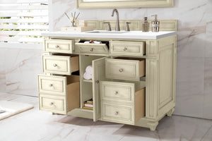 Bristol 48" Single Vanity, Vintage Vanilla, w/ 3 CM White Zeus Quartz Top