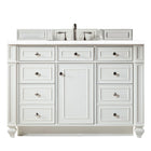 Bristol 48" Single Vanity, Bright White, w/ 3 CM White Zeus Quartz Top