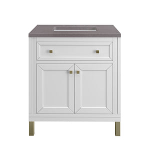 Chicago 30" Single Vanity, Glossy White w/ 3CM Grey Expo Top