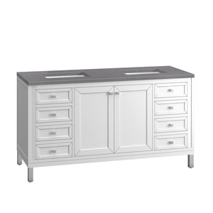 Bathroom Vanities Outlet Atlanta Renovate for LessChicago 60" Double Vanity, Glossy White w/ 3CM Grey Expo Top