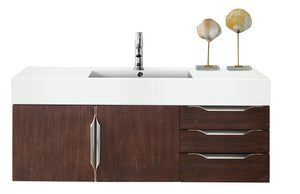 Mercer Island 48" Single Vanity, Coffee Oak w/ Glossy White Composite Top