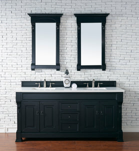 Brookfield 72" Double Vanity, Antique Black w/ 3 CM White Zeus Quartz Top