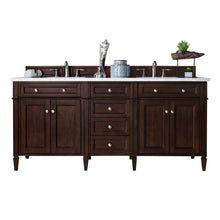 Load image into Gallery viewer, Brittany 72&quot; Burnished Mahogany Double Vanity w/ 3 CM White Zeus Quartz Top