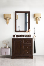Load image into Gallery viewer, De Soto 36&quot; Single Vanity, Burnished Mahogany w/ 3 CM Arctic Fall Solid Surface Top