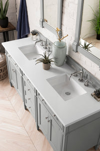 Brittany 72" Urban Gray Double Vanity w/ 3 CM Classic White Quartz Top