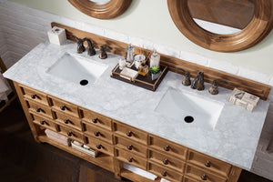 Bathroom Vanities Outlet Atlanta Renovate for LessMalibu 72" Double Vanity, Honey Alder w/ 3 CM Carrara Marble Top