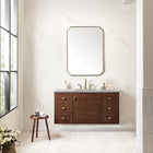 Amberly 48" Single Vanity, Mid-Century Walnut w/ 3CM Carrara Marble Top