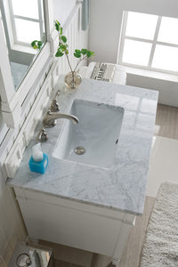 Bathroom Vanities Outlet Atlanta Renovate for LessBrittany 30" Single Vanity, Bright White w/ 3 CM Carrara Marble Top