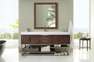 Columbia 72" Single Vanity, Coffee Oak w/ Glossy White Composite Top
