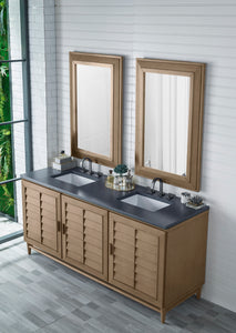 Portland 72" Double Vanity Whitewashed Walnut, w/ 3 CM Charcoal Soapstone Quartz Top