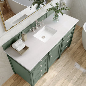 Bathroom Vanities Outlet Atlanta Renovate for LessBrittany 60" Single Vanity, Smokey Celadon w/ 3CM White Zeus Top