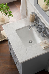 Palisades 30" Single Vanity, Silver Gray w/ 3 CM Carrara Marble Top