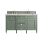 Brittany 60" Double Vanity, Smokey Celadon w/ 3CM Eternal Jasmine Pearl Top