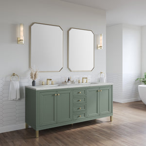 Chicago 72" Double Vanity, Smokey Celadon w/ 3CM Ethereal Noctis Top