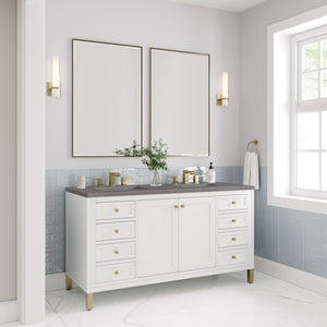 Chicago 60" Double Vanity, Glossy White w/ 3CM Grey Expo Top