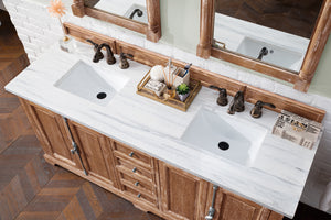 Providence 72" Driftwood Double Vanity w/ 3 CM Arctic Fall Solid Surface Top
