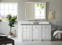 Load image into Gallery viewer, Bristol 60&quot; Single Vanity, Bright White, w/ 3 CM Grey Expo Quartz Top