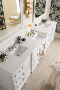 Bathroom Vanities Outlet Atlanta Renovate for LessDe Soto 118" Double Vanity Set, Bright White w/ Makeup Table, 3 CM White Zeus Quartz Top