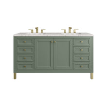 Load image into Gallery viewer, Chicago 60&quot; Double Vanity, Smokey Celadon w/ 3CM Eternal Jasmine Pearl Top