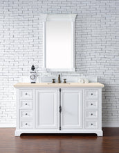 Load image into Gallery viewer, Providence 60&quot; Single Vanity Cabinet, Bright White, w/ 3 CM Eternal Marfil Quartz Top James Martin