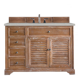 Savannah 48" Single Vanity Cabinet, Driftwood, w/ 3 CM Eternal Serena Quartz Top