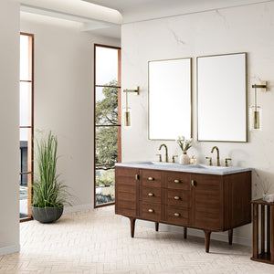 Bathroom Vanities Outlet Atlanta Renovate for LessAmberly 60" Double Vanity, Mid-Century Walnut w/ 3CM Arctic Fall Top