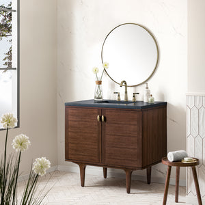Bathroom Vanities Outlet Atlanta Renovate for LessAmberly 36" Single Vanity, Mid-Century Walnut w/ 3CM Charcoal Soapstone Top