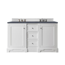 Load image into Gallery viewer, De Soto 60&quot; Double Vanity, Bright White w/ 3 CM Charcoal Soapstone Quartz Top