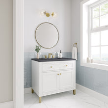 Load image into Gallery viewer, Chicago 36&quot; Single Vanity, Glossy White w/ 3CM Charcoal Soapstone Top