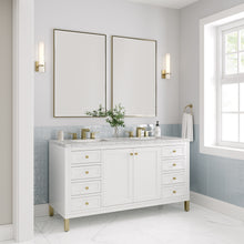 Load image into Gallery viewer, Chicago 60&quot; Double Vanity, Glossy White w/ 3CM Eternal Jasmine Pearl Top