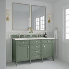 Brittany 60" Double Vanity, Smokey Celadon w/ 3CM Eternal Jasmine Pearl Top