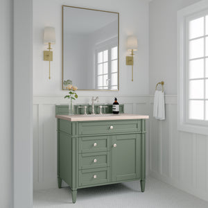 Brittany 36" Single Vanity, Smokey Celadon w/ 3CM Eternal Marfil Top