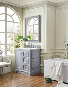 De Soto 30" Single Vanity, Silver Gray w/ 3 CM White Zeus Quartz Top