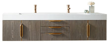 Load image into Gallery viewer, Mercer Island 72&quot; Double Vanity, Ash Gray, Radiant Gold w/ Glossy White Composite Top